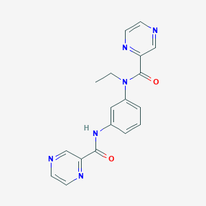 molecular formula C18H16N6O2 B7635358 N-[3-[ethyl(pyrazine-2-carbonyl)amino]phenyl]pyrazine-2-carboxamide 
