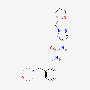 molecular formula C21H29N5O3 B7635361 1-[[2-(Morpholin-4-ylmethyl)phenyl]methyl]-3-[1-(oxolan-2-ylmethyl)pyrazol-4-yl]urea 