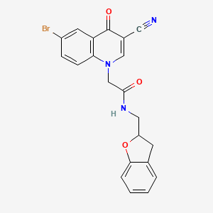 2-(6-bromo-3-cyano-4-oxoquinolin-1-yl)-N-(2,3-dihydro-1-benzofuran-2-ylmethyl)acetamide