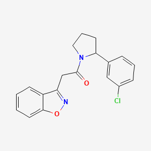 molecular formula C19H17ClN2O2 B7635383 2-(1,2-Benzoxazol-3-yl)-1-[2-(3-chlorophenyl)pyrrolidin-1-yl]ethanone 