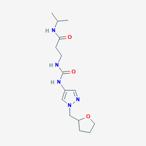 molecular formula C15H25N5O3 B7635415 3-[[1-(oxolan-2-ylmethyl)pyrazol-4-yl]carbamoylamino]-N-propan-2-ylpropanamide 