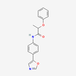 molecular formula C18H16N2O3 B7635426 N-[4-(1,3-oxazol-5-yl)phenyl]-2-phenoxypropanamide 
