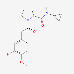 molecular formula C17H21FN2O3 B7635443 N-cyclopropyl-1-[2-(3-fluoro-4-methoxyphenyl)acetyl]pyrrolidine-2-carboxamide 