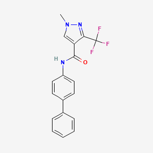 molecular formula C18H14F3N3O B7635447 1-methyl-N-(4-phenylphenyl)-3-(trifluoromethyl)pyrazole-4-carboxamide 
