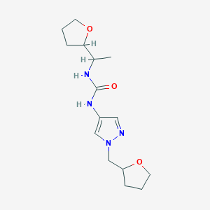 molecular formula C15H24N4O3 B7635452 1-[1-(Oxolan-2-yl)ethyl]-3-[1-(oxolan-2-ylmethyl)pyrazol-4-yl]urea 