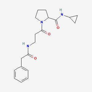 molecular formula C19H25N3O3 B7635457 N-cyclopropyl-1-[3-[(2-phenylacetyl)amino]propanoyl]pyrrolidine-2-carboxamide 