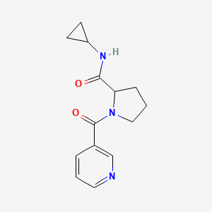 molecular formula C14H17N3O2 B7635511 N-cyclopropyl-1-(pyridine-3-carbonyl)pyrrolidine-2-carboxamide 