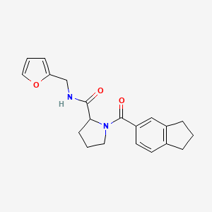 molecular formula C20H22N2O3 B7635521 1-(2,3-dihydro-1H-indene-5-carbonyl)-N-(furan-2-ylmethyl)pyrrolidine-2-carboxamide 