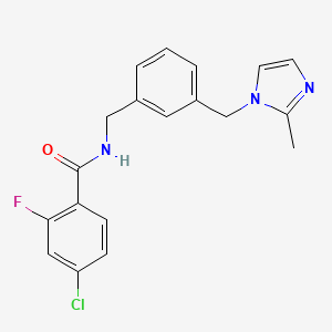 molecular formula C19H17ClFN3O B7635540 4-chloro-2-fluoro-N-[[3-[(2-methylimidazol-1-yl)methyl]phenyl]methyl]benzamide 