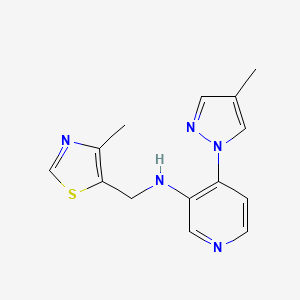 molecular formula C14H15N5S B7635555 4-(4-methylpyrazol-1-yl)-N-[(4-methyl-1,3-thiazol-5-yl)methyl]pyridin-3-amine 