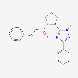 molecular formula C20H20N4O2 B7635600 2-phenoxy-1-[2-(3-phenyl-1H-1,2,4-triazol-5-yl)pyrrolidin-1-yl]ethanone 