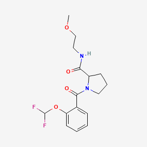 molecular formula C16H20F2N2O4 B7635626 1-[2-(difluoromethoxy)benzoyl]-N-(2-methoxyethyl)pyrrolidine-2-carboxamide 