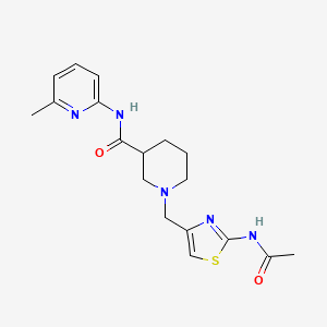molecular formula C18H23N5O2S B7635639 1-[(2-acetamido-1,3-thiazol-4-yl)methyl]-N-(6-methylpyridin-2-yl)piperidine-3-carboxamide 