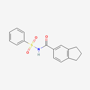 molecular formula C16H15NO3S B7635648 N-(benzenesulfonyl)-2,3-dihydro-1H-indene-5-carboxamide 