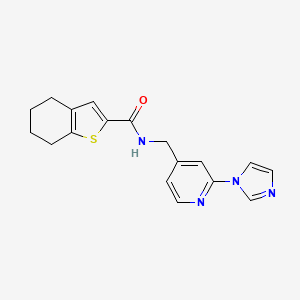 molecular formula C18H18N4OS B7635651 N-[(2-imidazol-1-ylpyridin-4-yl)methyl]-4,5,6,7-tetrahydro-1-benzothiophene-2-carboxamide 