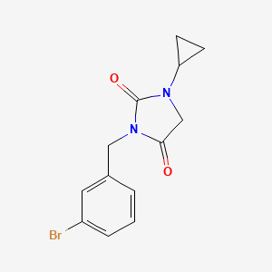 molecular formula C13H13BrN2O2 B7635655 3-[(3-Bromophenyl)methyl]-1-cyclopropylimidazolidine-2,4-dione 