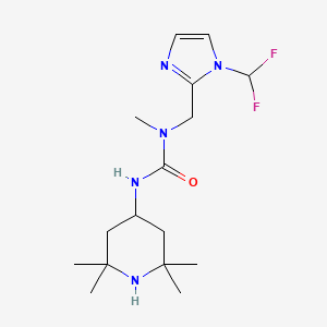 molecular formula C16H27F2N5O B7635661 1-[[1-(Difluoromethyl)imidazol-2-yl]methyl]-1-methyl-3-(2,2,6,6-tetramethylpiperidin-4-yl)urea 