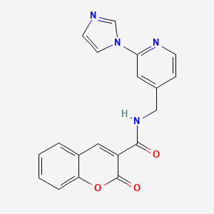 molecular formula C19H14N4O3 B7635670 N-[(2-imidazol-1-ylpyridin-4-yl)methyl]-2-oxochromene-3-carboxamide 