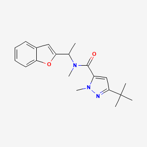 molecular formula C20H25N3O2 B7635674 N-[1-(1-benzofuran-2-yl)ethyl]-5-tert-butyl-N,2-dimethylpyrazole-3-carboxamide 