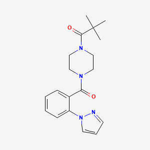 molecular formula C19H24N4O2 B7635689 2,2-Dimethyl-1-[4-(2-pyrazol-1-ylbenzoyl)piperazin-1-yl]propan-1-one 