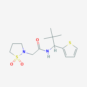 molecular formula C14H22N2O3S2 B7635691 N-(2,2-dimethyl-1-thiophen-2-ylpropyl)-2-(1,1-dioxo-1,2-thiazolidin-2-yl)acetamide 
