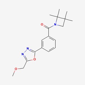 molecular formula C18H23N3O3 B7635692 [3-[5-(Methoxymethyl)-1,3,4-oxadiazol-2-yl]phenyl]-(2,2,3,3-tetramethylazetidin-1-yl)methanone 
