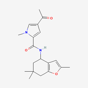 molecular formula C19H24N2O3 B7635694 4-acetyl-1-methyl-N-(2,6,6-trimethyl-5,7-dihydro-4H-1-benzofuran-4-yl)pyrrole-2-carboxamide 