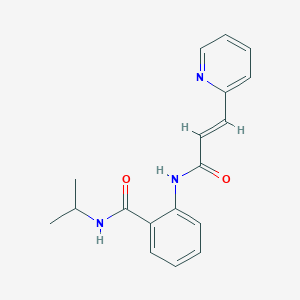 molecular formula C18H19N3O2 B7635699 N-propan-2-yl-2-[[(E)-3-pyridin-2-ylprop-2-enoyl]amino]benzamide 