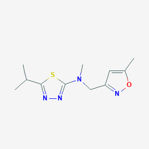 molecular formula C11H16N4OS B7635710 N-methyl-N-[(5-methyl-1,2-oxazol-3-yl)methyl]-5-propan-2-yl-1,3,4-thiadiazol-2-amine 