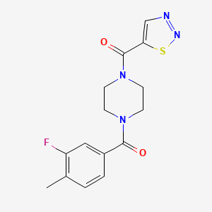 molecular formula C15H15FN4O2S B7635715 (3-Fluoro-4-methylphenyl)-[4-(thiadiazole-5-carbonyl)piperazin-1-yl]methanone 