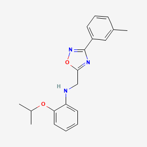 molecular formula C19H21N3O2 B7635746 N-[[3-(3-methylphenyl)-1,2,4-oxadiazol-5-yl]methyl]-2-propan-2-yloxyaniline 
