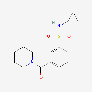 molecular formula C16H22N2O3S B7635802 N-cyclopropyl-4-methyl-3-(piperidine-1-carbonyl)benzenesulfonamide 
