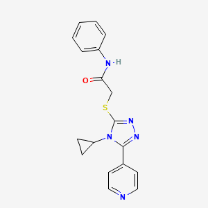 molecular formula C18H17N5OS B7635866 2-[(4-cyclopropyl-5-pyridin-4-yl-1,2,4-triazol-3-yl)sulfanyl]-N-phenylacetamide 