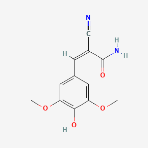 molecular formula C12H12N2O4 B7635872 (2Z)-2-Cyano-3-(4-hydroxy-3,5-dimethoxyphenyl)prop-2-enamide 