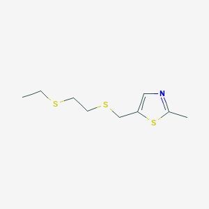 molecular formula C9H15NS3 B7635885 5-(2-Ethylsulfanylethylsulfanylmethyl)-2-methyl-1,3-thiazole 
