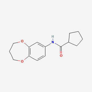 molecular formula C15H19NO3 B7635894 N-(3,4-dihydro-2H-1,5-benzodioxepin-7-yl)cyclopentanecarboxamide 