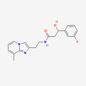 molecular formula C19H20FN3O2 B7635913 3-(3-fluorophenyl)-3-hydroxy-N-[2-(8-methylimidazo[1,2-a]pyridin-2-yl)ethyl]propanamide 