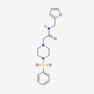 molecular formula C17H21N3O4S B7635921 2-[4-(benzenesulfonyl)piperazin-1-yl]-N-(furan-2-ylmethyl)acetamide 