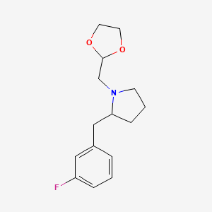 molecular formula C15H20FNO2 B7635932 1-(1,3-Dioxolan-2-ylmethyl)-2-[(3-fluorophenyl)methyl]pyrrolidine 