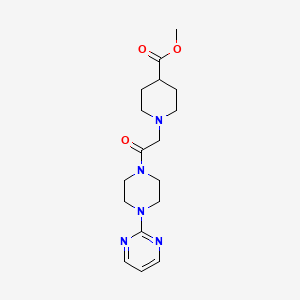 molecular formula C17H25N5O3 B7635975 Methyl 1-[2-oxo-2-(4-pyrimidin-2-ylpiperazin-1-yl)ethyl]piperidine-4-carboxylate 