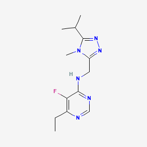 molecular formula C13H19FN6 B7635984 6-ethyl-5-fluoro-N-[(4-methyl-5-propan-2-yl-1,2,4-triazol-3-yl)methyl]pyrimidin-4-amine 