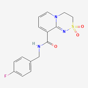 molecular formula C15H14FN3O3S B7636021 N-[(4-fluorophenyl)methyl]-2,2-dioxo-3,4-dihydropyrido[2,1-c][1,2,4]thiadiazine-9-carboxamide 