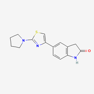 molecular formula C15H15N3OS B7636035 5-(2-Pyrrolidin-1-yl-1,3-thiazol-4-yl)-1,3-dihydroindol-2-one 