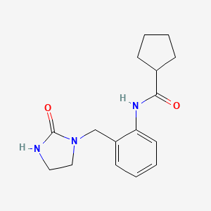 molecular formula C16H21N3O2 B7636043 N-[2-[(2-oxoimidazolidin-1-yl)methyl]phenyl]cyclopentanecarboxamide 