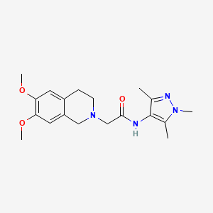 molecular formula C19H26N4O3 B7636249 2-(6,7-dimethoxy-3,4-dihydro-1H-isoquinolin-2-yl)-N-(1,3,5-trimethylpyrazol-4-yl)acetamide 