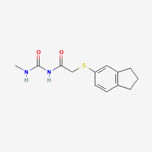molecular formula C13H16N2O2S B7636315 2-(2,3-dihydro-1H-inden-5-ylsulfanyl)-N-(methylcarbamoyl)acetamide 