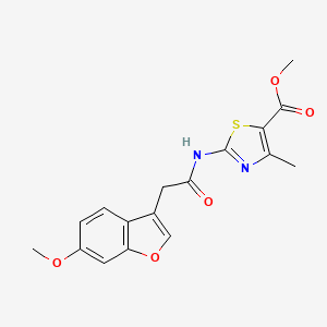molecular formula C17H16N2O5S B7636330 Methyl 2-[[2-(6-methoxy-1-benzofuran-3-yl)acetyl]amino]-4-methyl-1,3-thiazole-5-carboxylate 