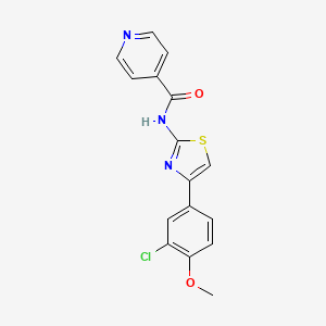 molecular formula C16H12ClN3O2S B7636335 N-[4-(3-chloro-4-methoxyphenyl)-1,3-thiazol-2-yl]pyridine-4-carboxamide 