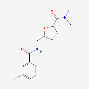 molecular formula C15H19FN2O3 B7636354 5-[[(3-fluorobenzoyl)amino]methyl]-N,N-dimethyloxolane-2-carboxamide 