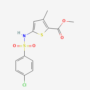 molecular formula C13H12ClNO4S2 B7636359 Methyl 5-[(4-chlorophenyl)sulfonylamino]-3-methylthiophene-2-carboxylate 